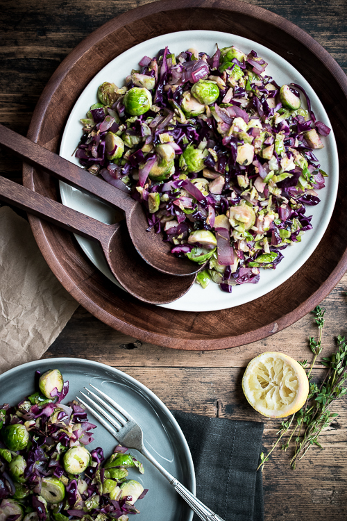 Purple Cabbage and Brussels Sprouts Winter Salad