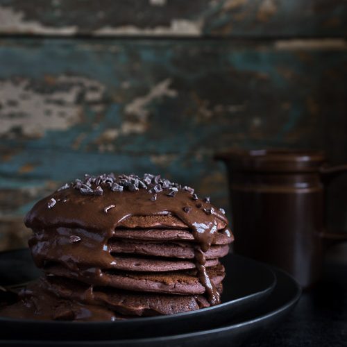 vegan dark chocolate pancakes chocolate sauce