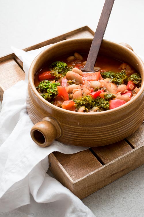Tuscan Soup with Butter Beans, Kale and Red Pepper