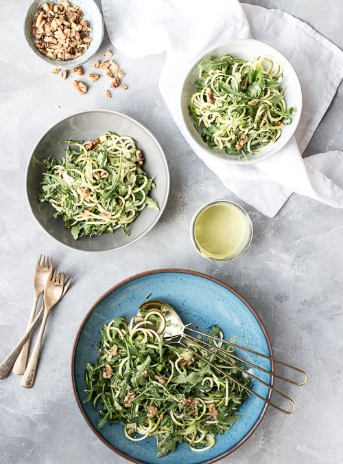 Courgette, Rocket & Walnut with Coriander & Tahini Cream Dressing The