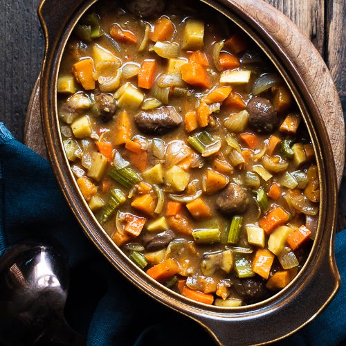 vegeatble hotpot stew with chestnuts and rosemary