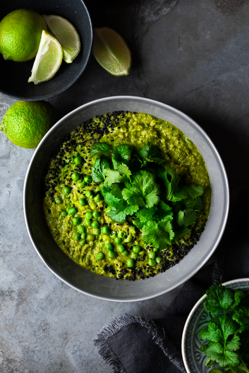 Pea & Brown Rice, Thai Spiced Soup with Coriander