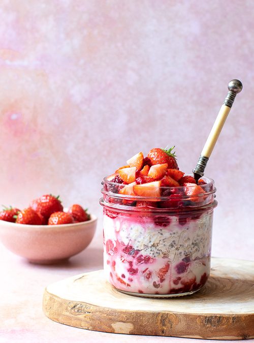 Strawberries & Raspberries with Coconut Oats and Chia