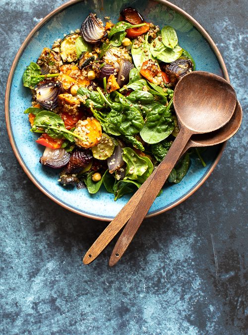 Winter Salad – Roasted Sweet Potato, Peppers, Courgette & Red Onion