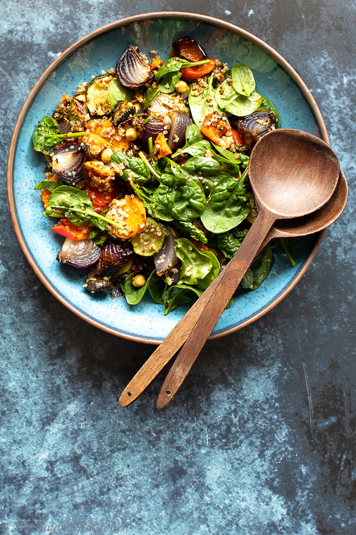 Winter Salad – Roasted Sweet Potato, Peppers, Courgette & Red Onion