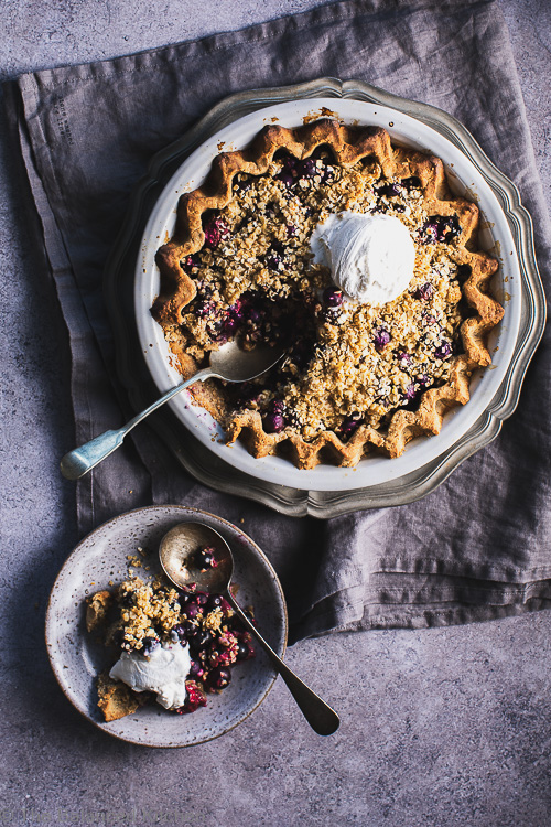 Deep Filled Blueberry Pie with Peanut Butter Pastry